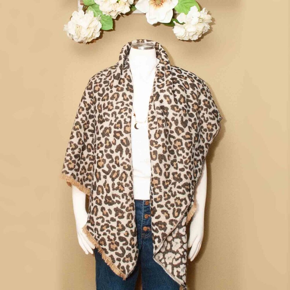 NWT J. Crew Brushed Blanket Scarf in Camel Leapard